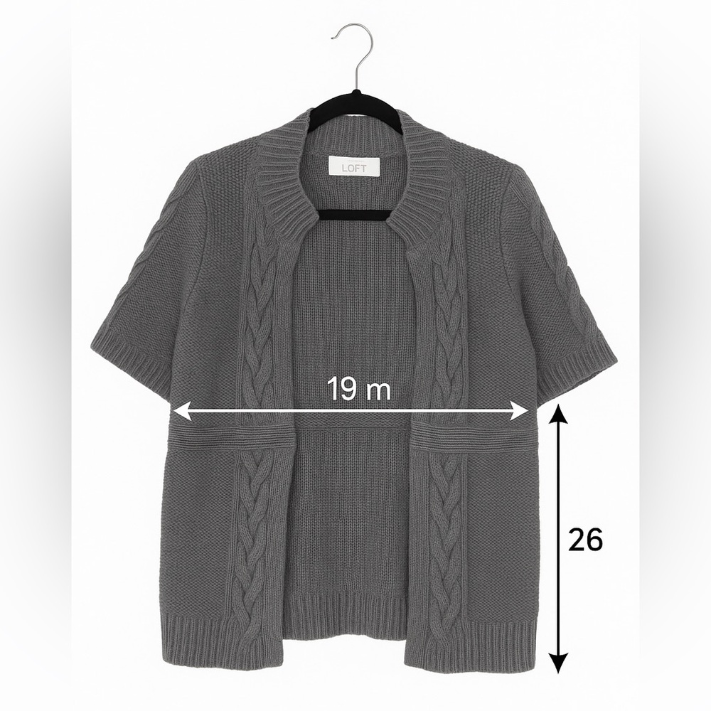 🩶 Ann Taylor LOFT Gray Short Sleeve Open Front Cardigan Sweater